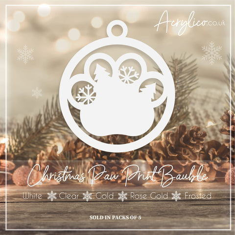 Christmas Paw Print Bauble - PACK OF 5