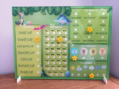 Dinosaur Education Calendar UV Printed with 5 stars included