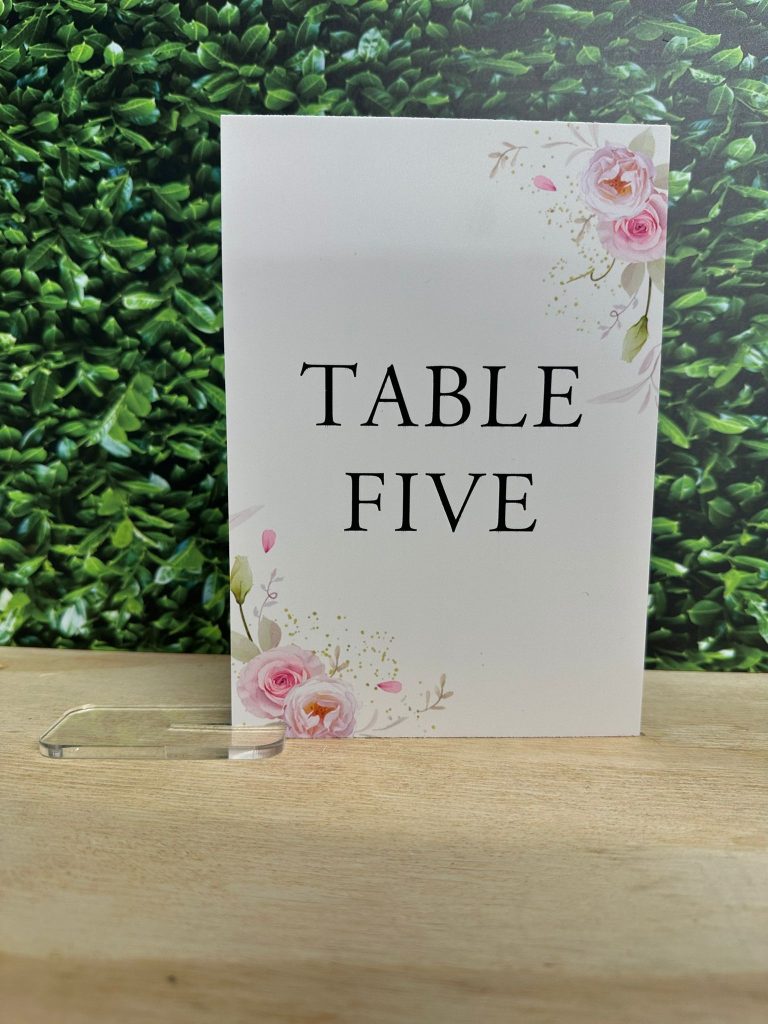 Pink Rose Wedding Table Numbers