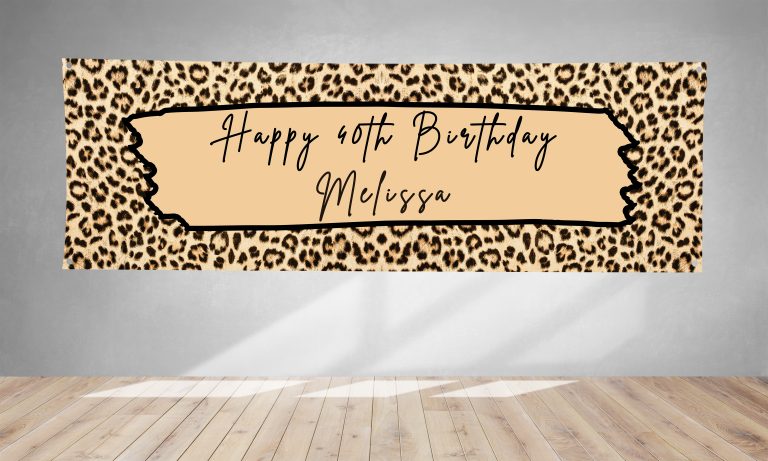 Personalised Leopard Print PVC Banner 1ft x 3ft BB048
