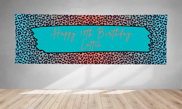Personalised Ombre Leopard Print PVC Banner 1ft x 3ft BB051