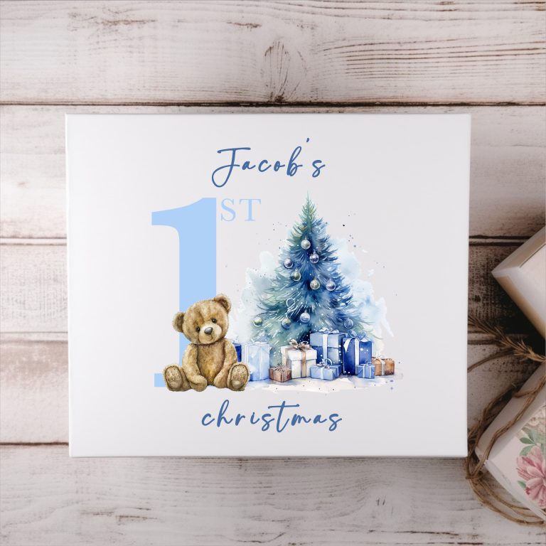 Personalised 1st Christmas Bear Newborn Magnetic Box