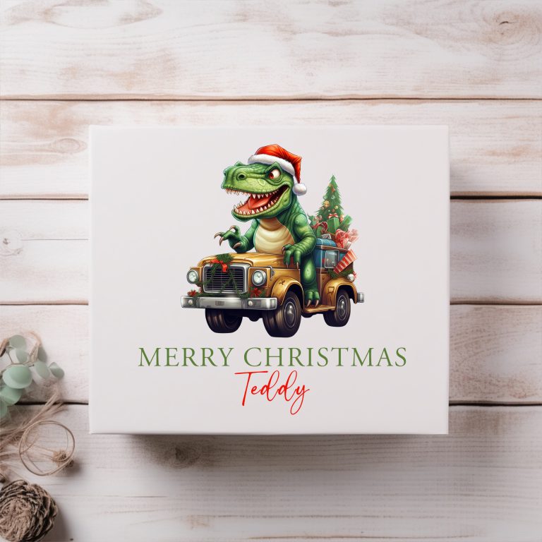 Personalised Dino Christmas Magnetic Box