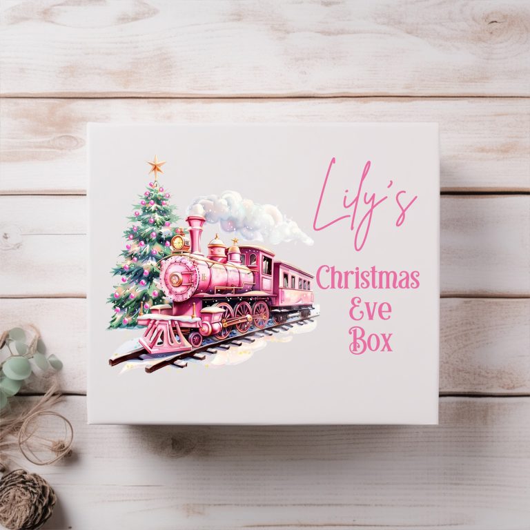 Personalised Pink Train Christmas Magnetic Box