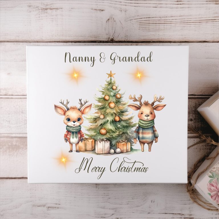 Personalised Reindeers With Tree Christmas Magnetic Box