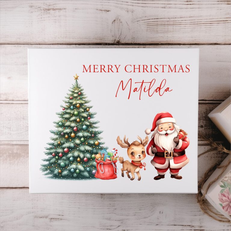 Personalised Santa , Tree & Reindeer Christmas Magnetic Box