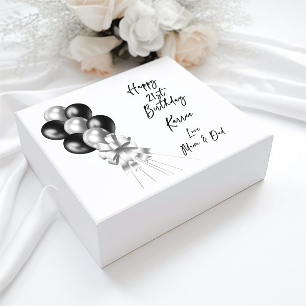 Personalised Black and silver balloons birthday Magnetic Box